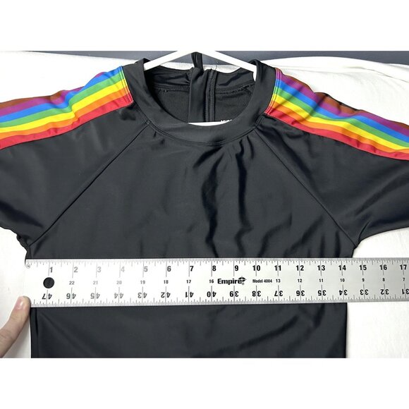 Humankind x Target Swimsuit Small Black Rainbow Pride One-Piece Unisuit - Picture 7 of 16